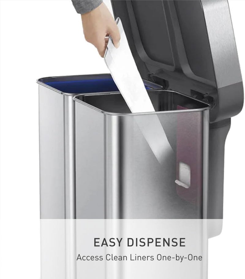 simplehuman سلة مهملات مطبخ بسيطةhuman بسعة 58 لتر مع قسمين للتدوير وغطاء يغلق برفق - Image 5